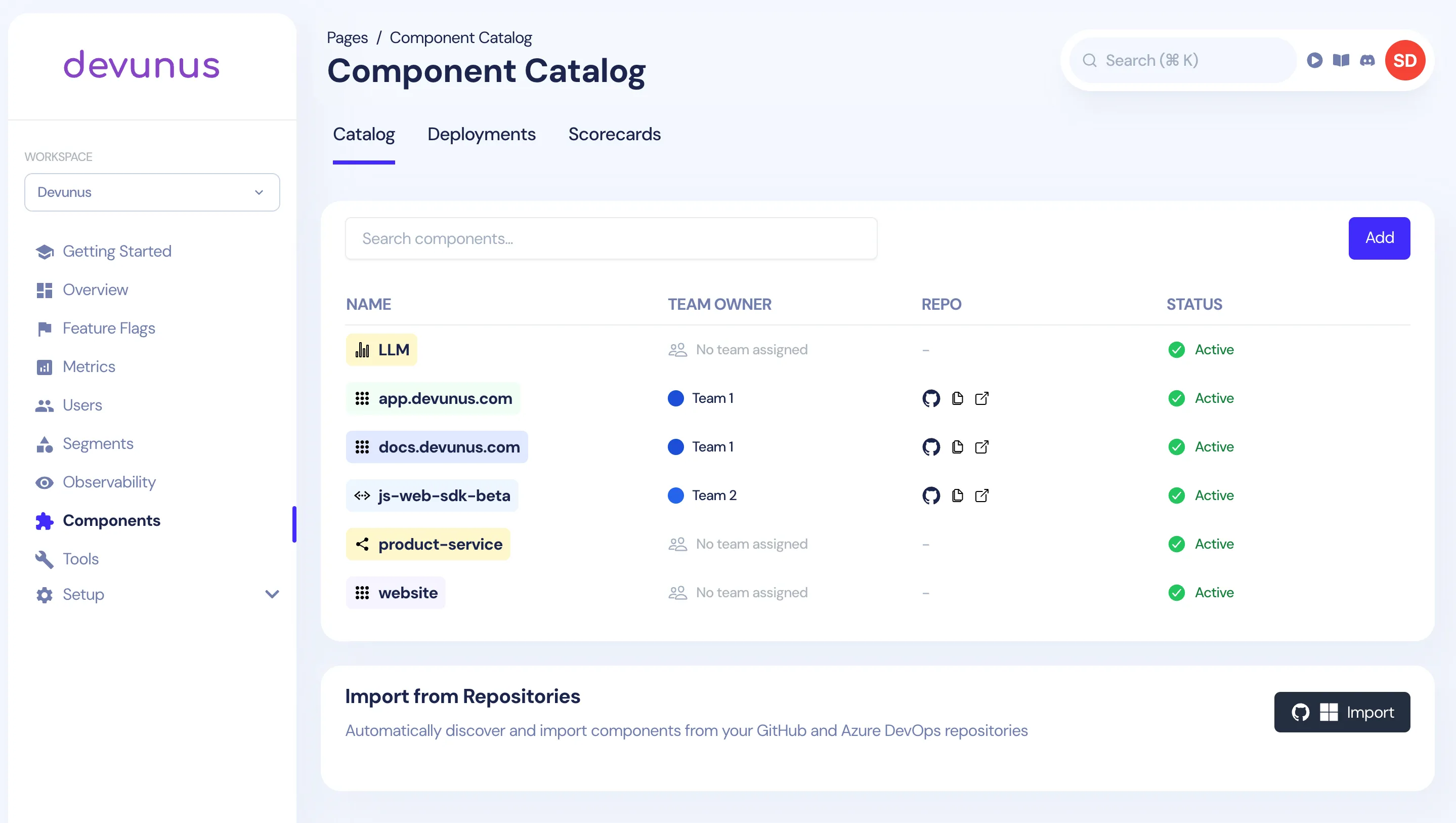 Devunus Internal Developer Platform - A comprehensive software catalog and developer portal for platform engineering teams